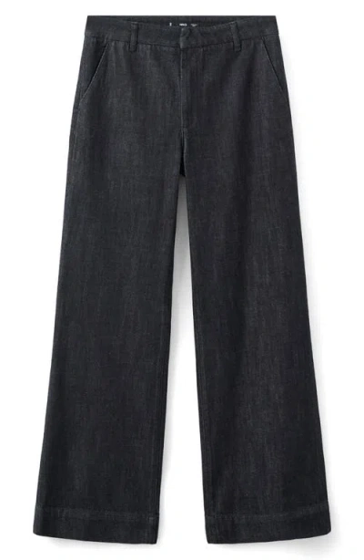 Mango Wide Leg Trouser Jeans In Black