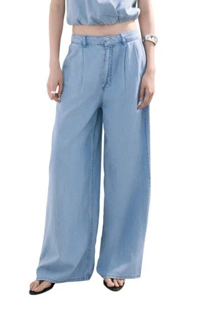Mango Wide Leg Trouser Jeans In Blue