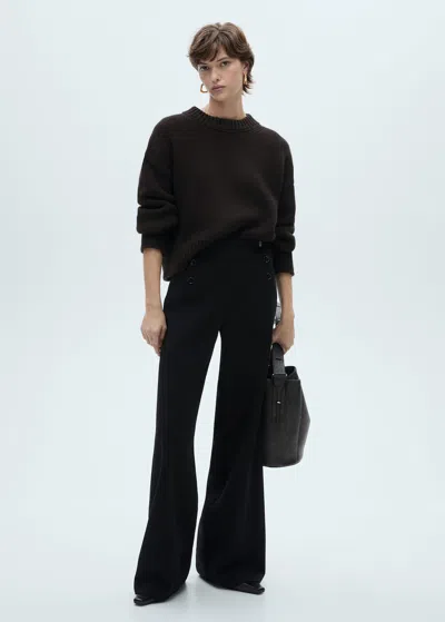 Mango Wide-leg Trousers With Buttons Black