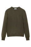 Mango Wide Rib Trim Crewneck Sweater In Khaki Green