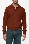 Mango Men's Wool-blend Polo-collar Sweater In Burnt Orange