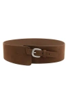 Mango Wide Split Leather Belt In Brown
