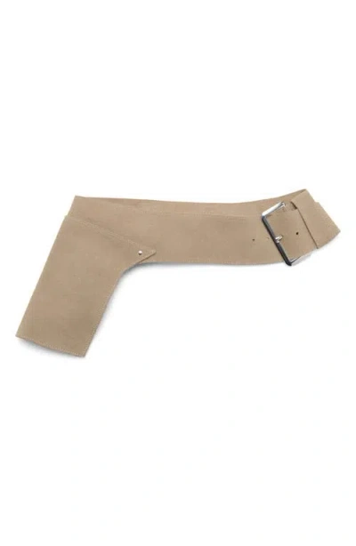 Mango Wide Suede Belt In Brown