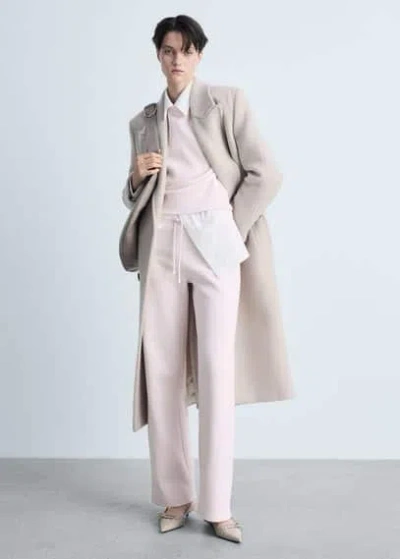 Mango Wideleg Cotton Joggers Pastel Pink