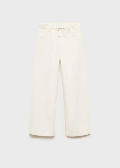 Mango Kids' Wideleg Jeans With Adjustable Drawstring Ecru