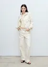Mango Wideleg Jeans With Belt Off White In Off White