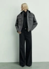 Mango Wideleg Jeans With Pockets Black Denim In Black Denim