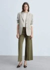 Mango Wideleg Jeans With Pockets Khaki In Khaki