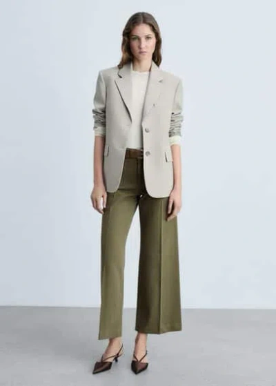 Mango Wideleg Jeans With Pockets Khaki