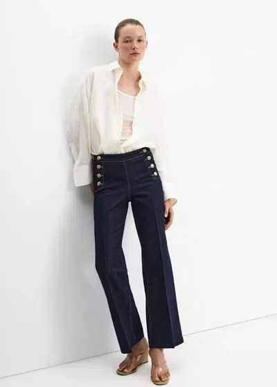 Mango Wide-leg Jeans With Side Buttons In Blue