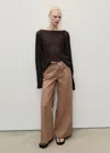 Mango Wideleg Jeans With Stripes And Belt Medium Brown In Medium Brown