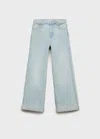 Mango Kids' Wideleg Jeans With Turned-up Hem Light Blue