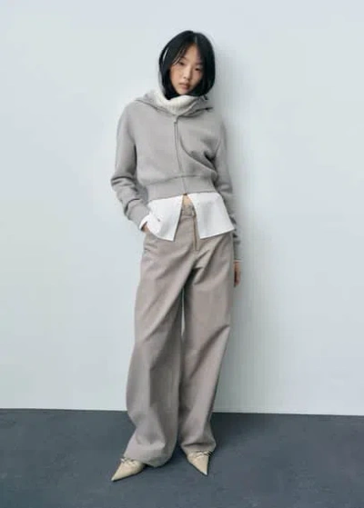 Mango Wideleg Jeans With Zip Grey