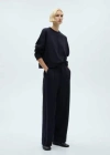 Mango Wideleg Jogger Trousers Dark Navy In Bleu Marine Foncé