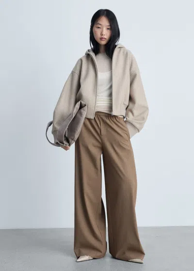 Mango Wideleg Jogger Trousers Medium Brown