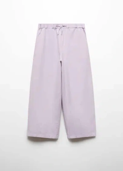 Mango Kids' Pantalon Wideleg Lin In Violet Clair/pastel