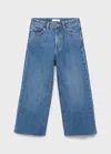 Mango Wideleg Low Frayed Hem Jeans Dark Blue In Blue