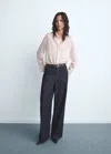 Mango Wideleg Mid-rise Jeans Open Blue In Blue