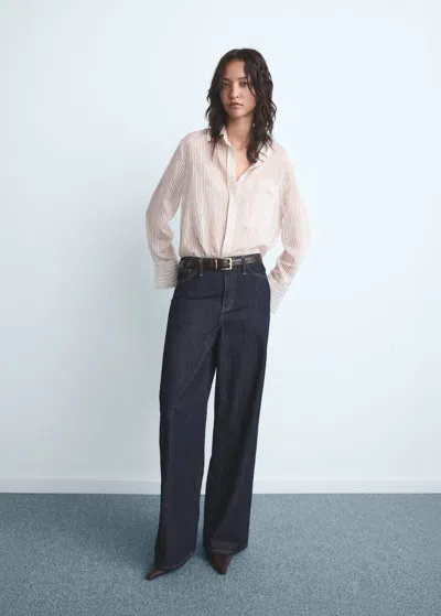 Mango Wideleg Mid-rise Jeans Open Blue