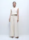 Mango Wideleg Mid-rise Pants With Pockets Ecru In Ecru