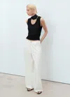 Mango Wideleg Pleated Jeans Off White