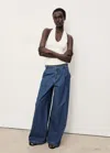 Mango Wideleg Pleated Jeans Open Blue