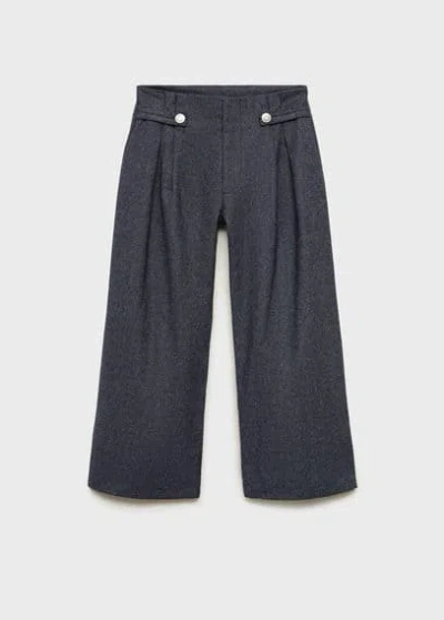 Mango Kids' Wideleg Pleated Trousers Dark Navy