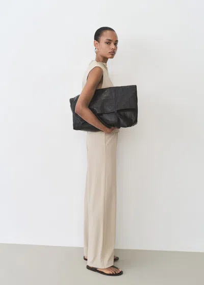 Mango Wideleg Trousers With Elastic Waist Sand