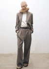 Mango Wideleg Wool Blend Suit Trousers Medium Brown