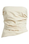 Mango Willy Drape Strapless Top In White