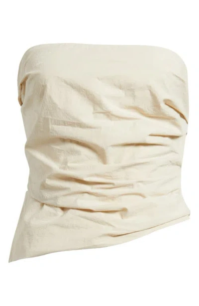 Mango Willy Drape Strapless Top In Sand