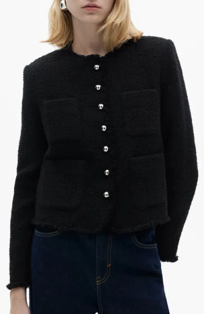 Mango Wintour Tweed Jacket In Black