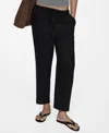 Mango Women's 100% Linen Jogger Trousers In Black