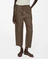 Mango Linen Jogger Trousers Medium Brown In Medium Brown