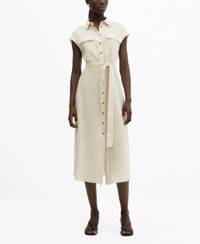 Mango Women's 100% Linen Shirty Dress In Light Pastel