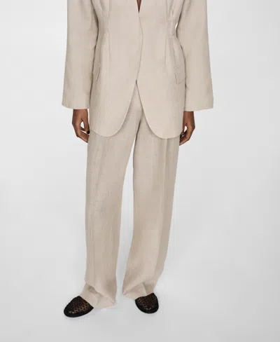 Mango Women's 100% Linen Straight Pants In Beige