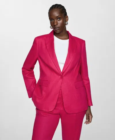 Mango Women's 100% Linen Suit Blazer In Fuchsia