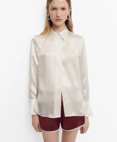 Mango Women's 100% Silk Shirt In Natural White