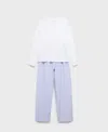 Mango Seersucker Striped Two-piece Pajamas In Blue