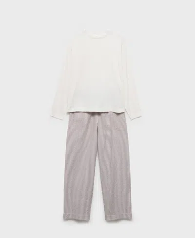 Mango Women's 2-piece Seersucker Striped Pajamas In Brown