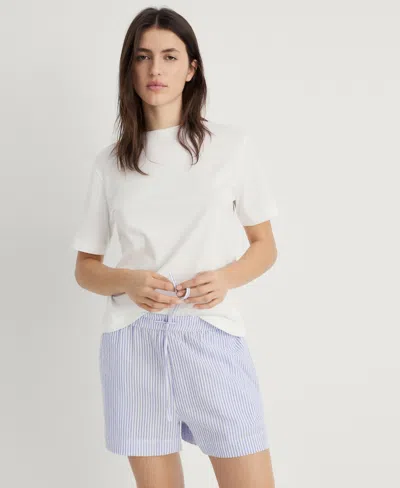 Mango Mixed Media Short Pajamas In Blue