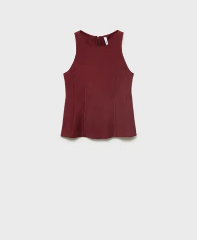 Mango Women's A-line Crew Neck Top In Burgundy