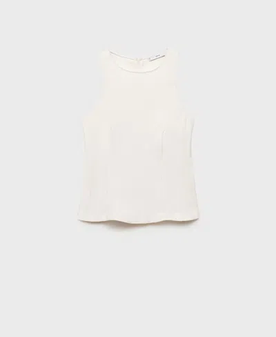 Mango Women's A-line Crew Neck Top In White
