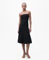 Mango Strapless Flared Knit Dress Black In Black
