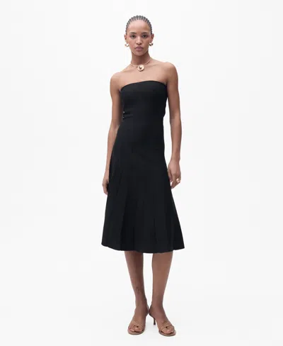 MANGO WOMEN'S A-LINE KNIT STRAPLESS DRESS