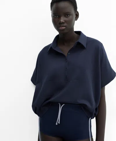Mango Women's Adjustable Drawstring Polo Sweatshirt In Blue
