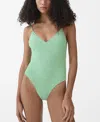 Mango Textured Swimsuit With Adjustable Straps Turquoise In Turquoise