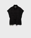 Mango Short Sleeve Adjustable Waist Jacket In Black