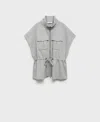 Mango Women's Adjustable Waistband Short-sleeved Jacket In Gray