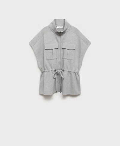 Mango Women's Adjustable Waistband Short-sleeved Jacket In Gray